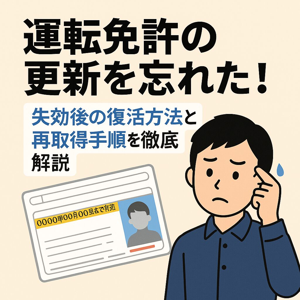 運転免許をうっかり失効しても復活は可能。失効期間や事情別の再取得方法と費用、手続きの注意点をわかりやすく解説。